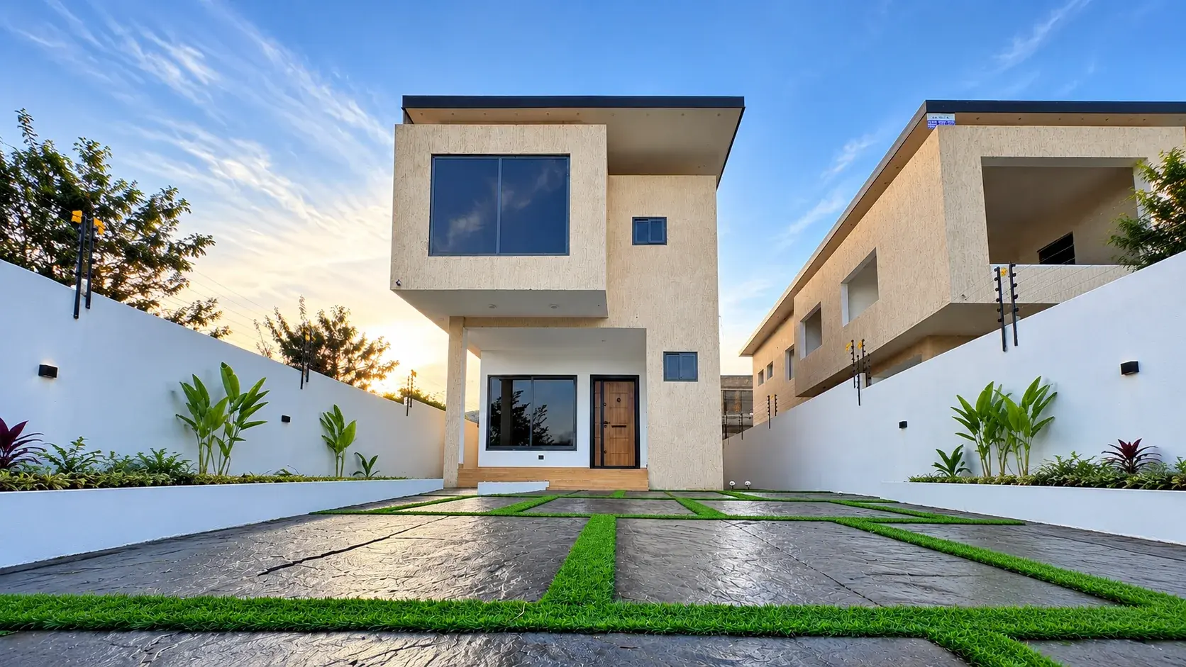 Daylight exterior photograph of the homes at Aburi Valley Residences.